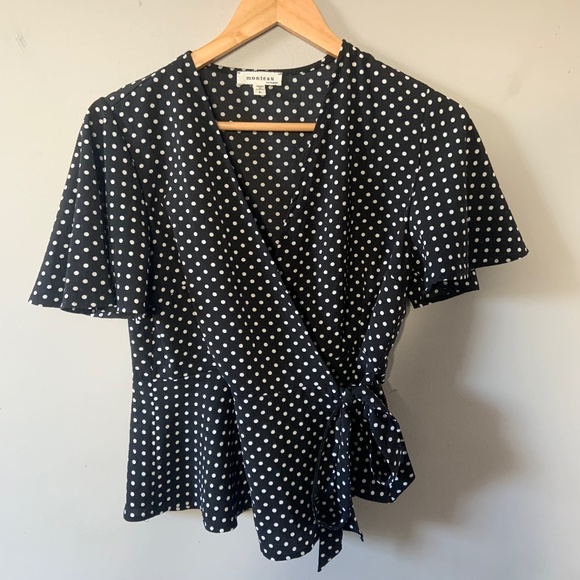 Monteau Los Angeles polka dot wrap top - Picture 1 of 2
